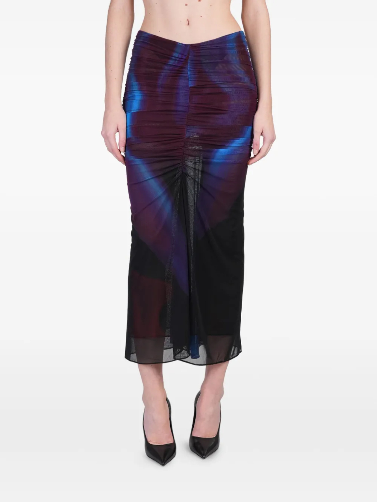 

Юбка миди с оборками Mugler, синий