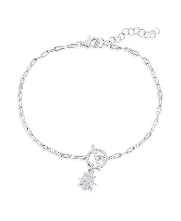 

Браслет-Скрепка с подвеской в виде божьей коровки из стерлингового серебра Simona, silver