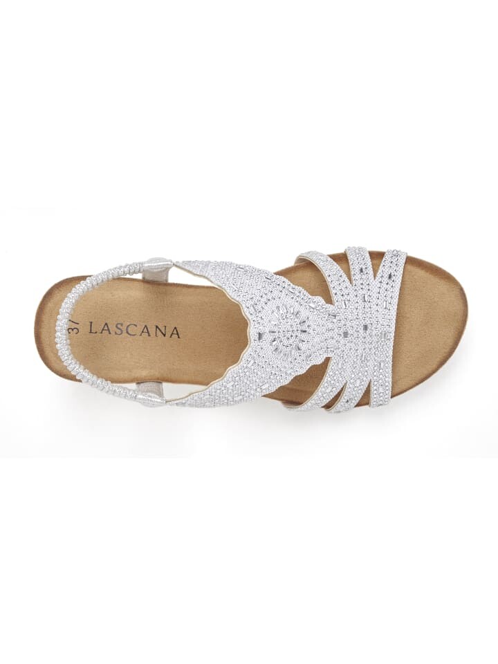 Сандалии на плоской подошве LASCANA Sandalette, цвет silberfarben — фото 2