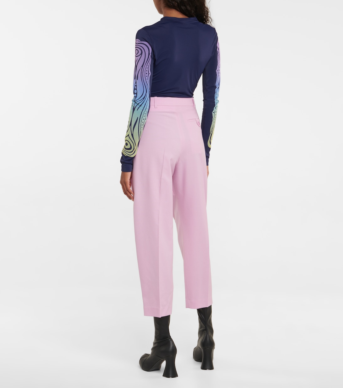 Зауженные шерстяные брюки с высокой талией Stella McCartney, Orchid — фото 3