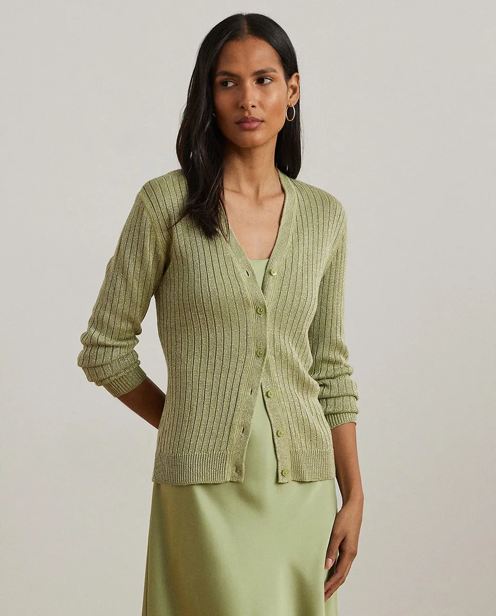 

Женский льняной кардиган облегающего кроя Lauren Ralph Lauren, зеленый