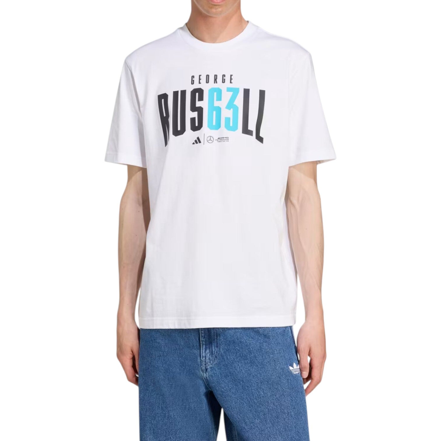 Футболка adidas x Mercedes x George Russell T-Shirt 'White' — фото 2