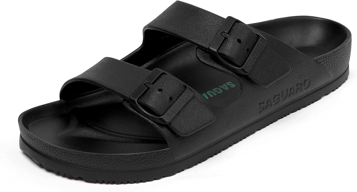 

Мужские и женские сандалии SAGUARO с двойной пряжкой, комфортные, легкие, регулируемые, из EVA с подошвой из резины, черный