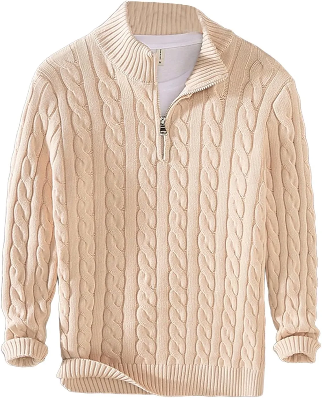 

CRNTCEM Slim Fit 1/4 Zipper вязаный свитер для мужчин