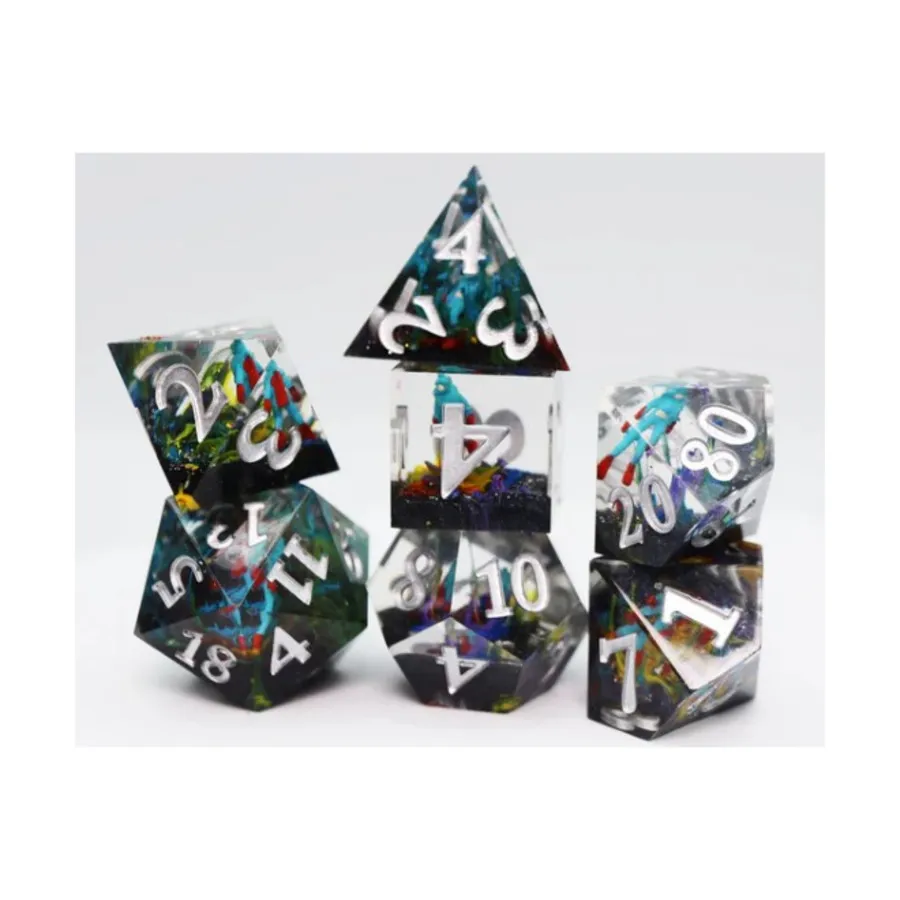 

Набор из смолы Sharp Edge — аквалангист Стив с серебром (7), Dice Sets - Sharp Edge & Assorted (Foam Brain Games)