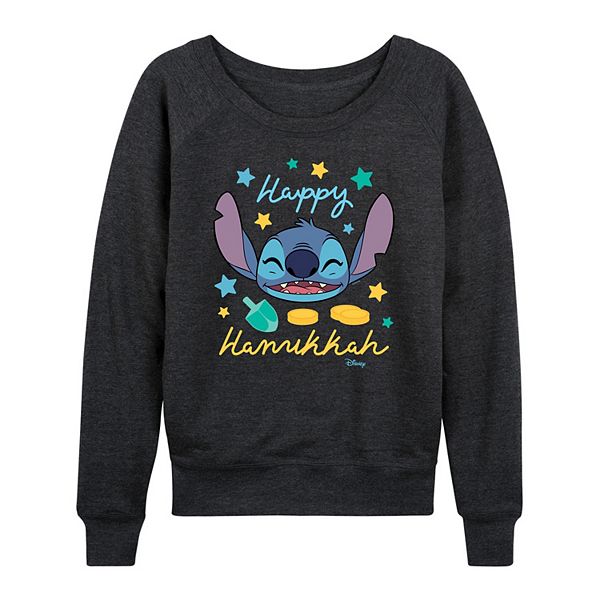 

Женская футболка Lilo & Stitch Happy Hanukkah Stitch с длинным рукавом из френч терри Disney, Heather Charcoal