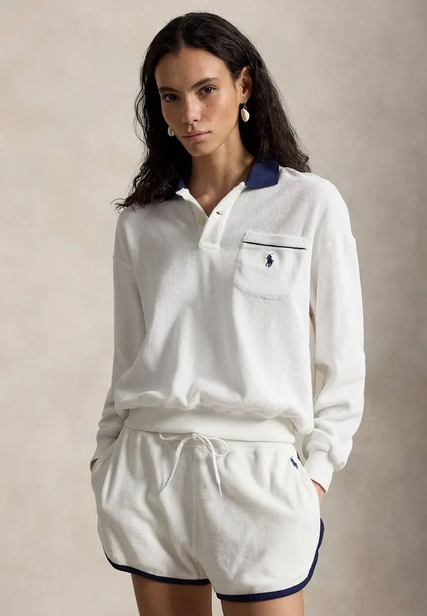 Рубашка-Поло с длинными рукавами terry Polo Ralph Lauren, White