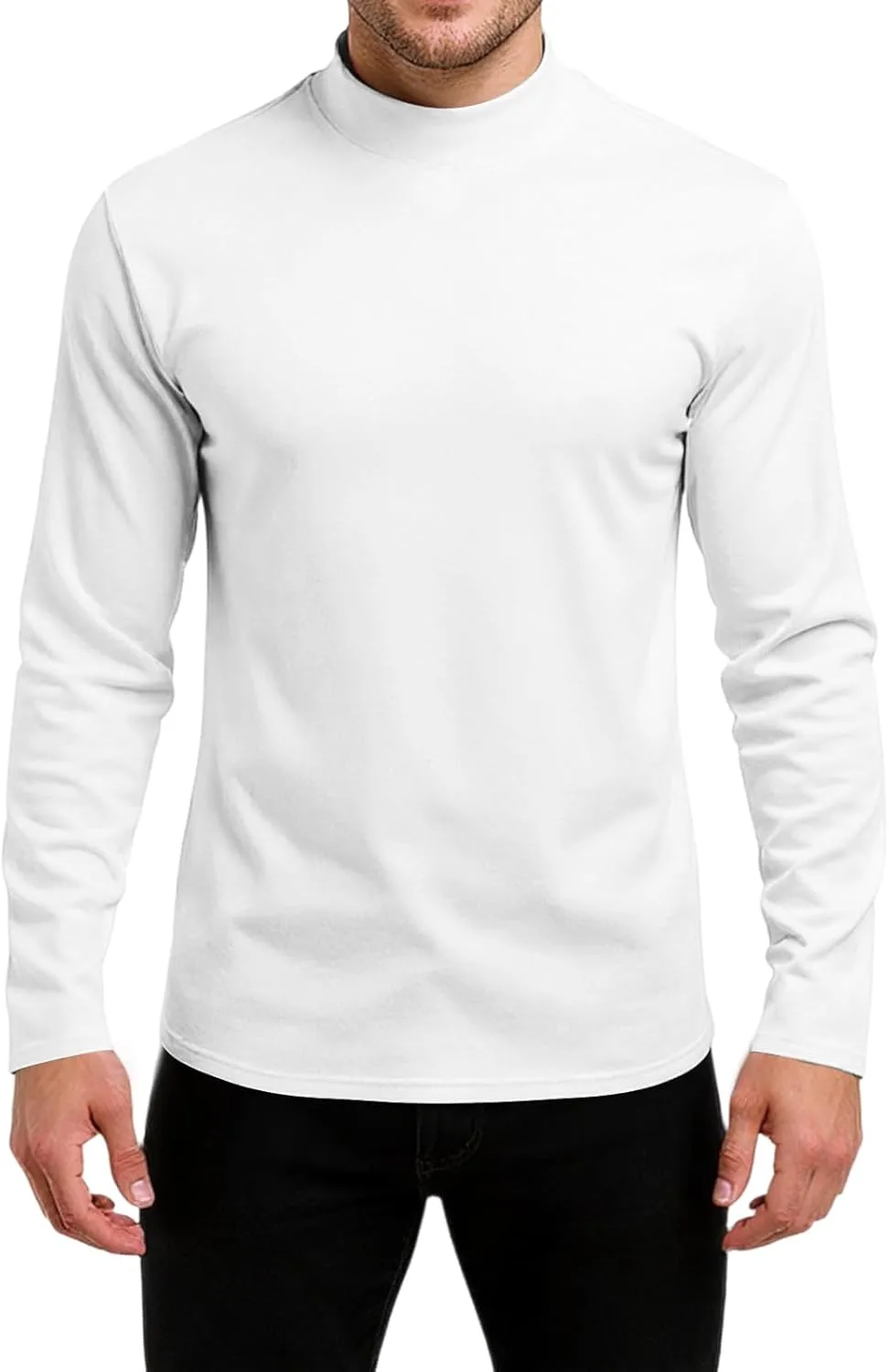 

Мужская футболка-водолазка с длинным рукавом, базовый приталенный пуловер