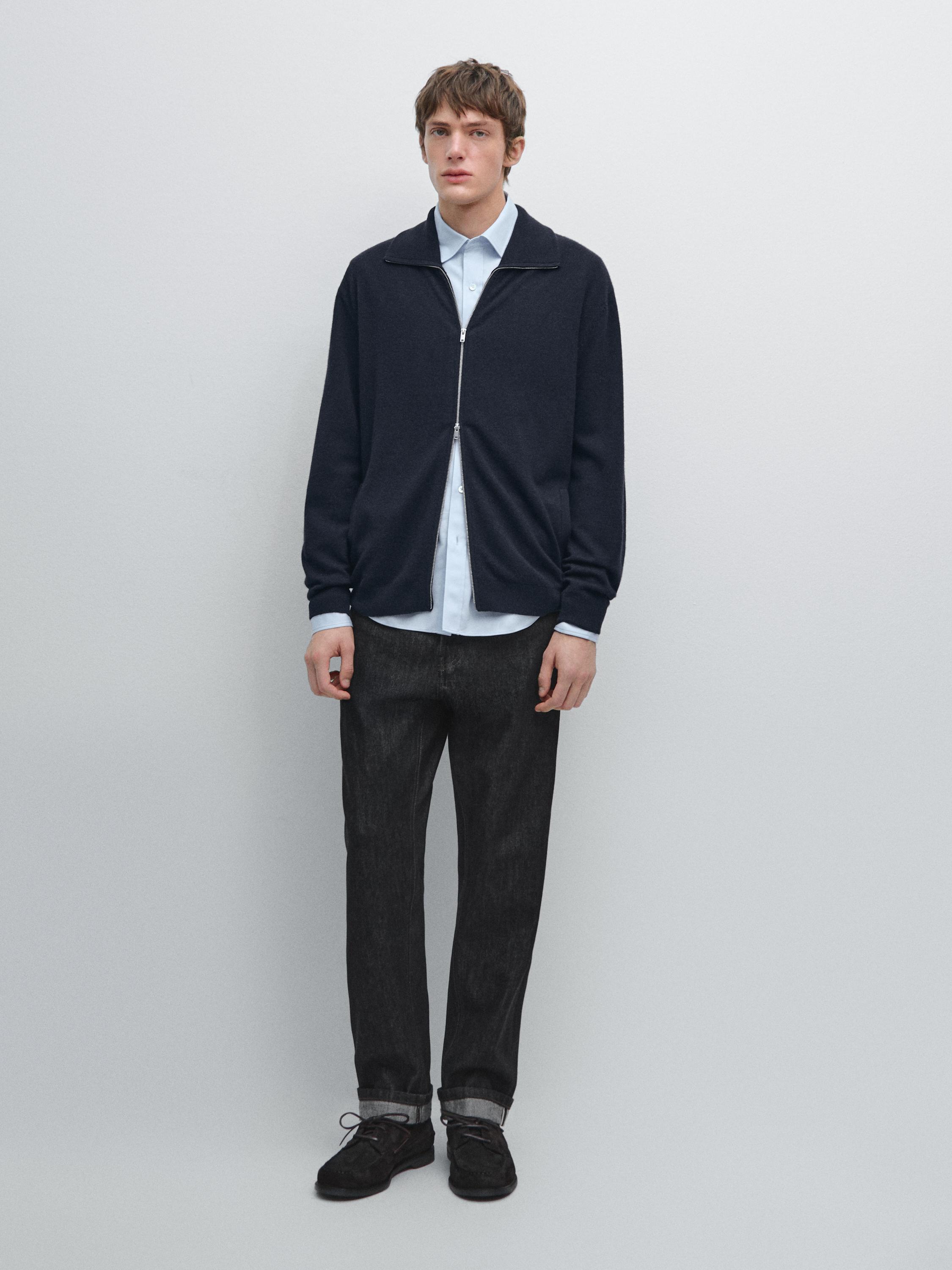 

Кардиган на молнии с высоким воротом Massimo Dutti, темно-синий