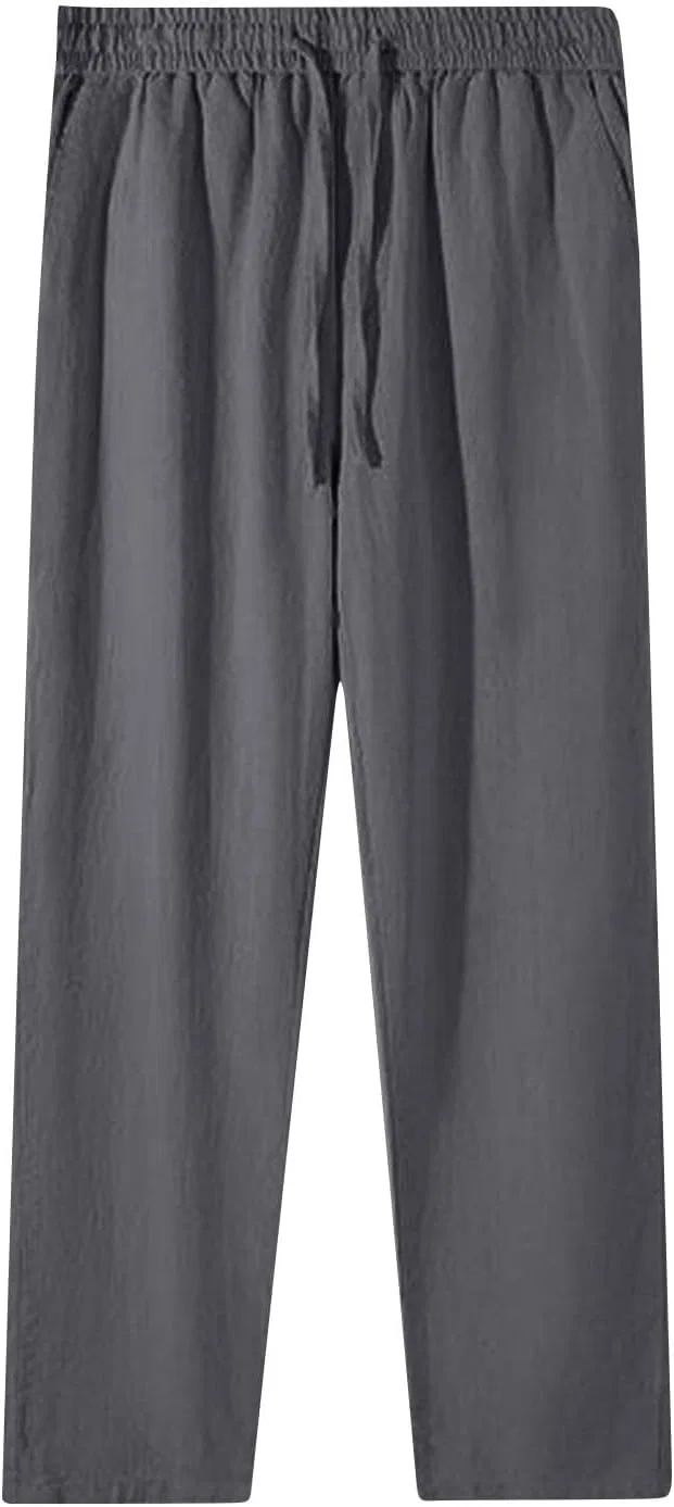 Женские широкие брюки из хлопка и льна, Dark Gray