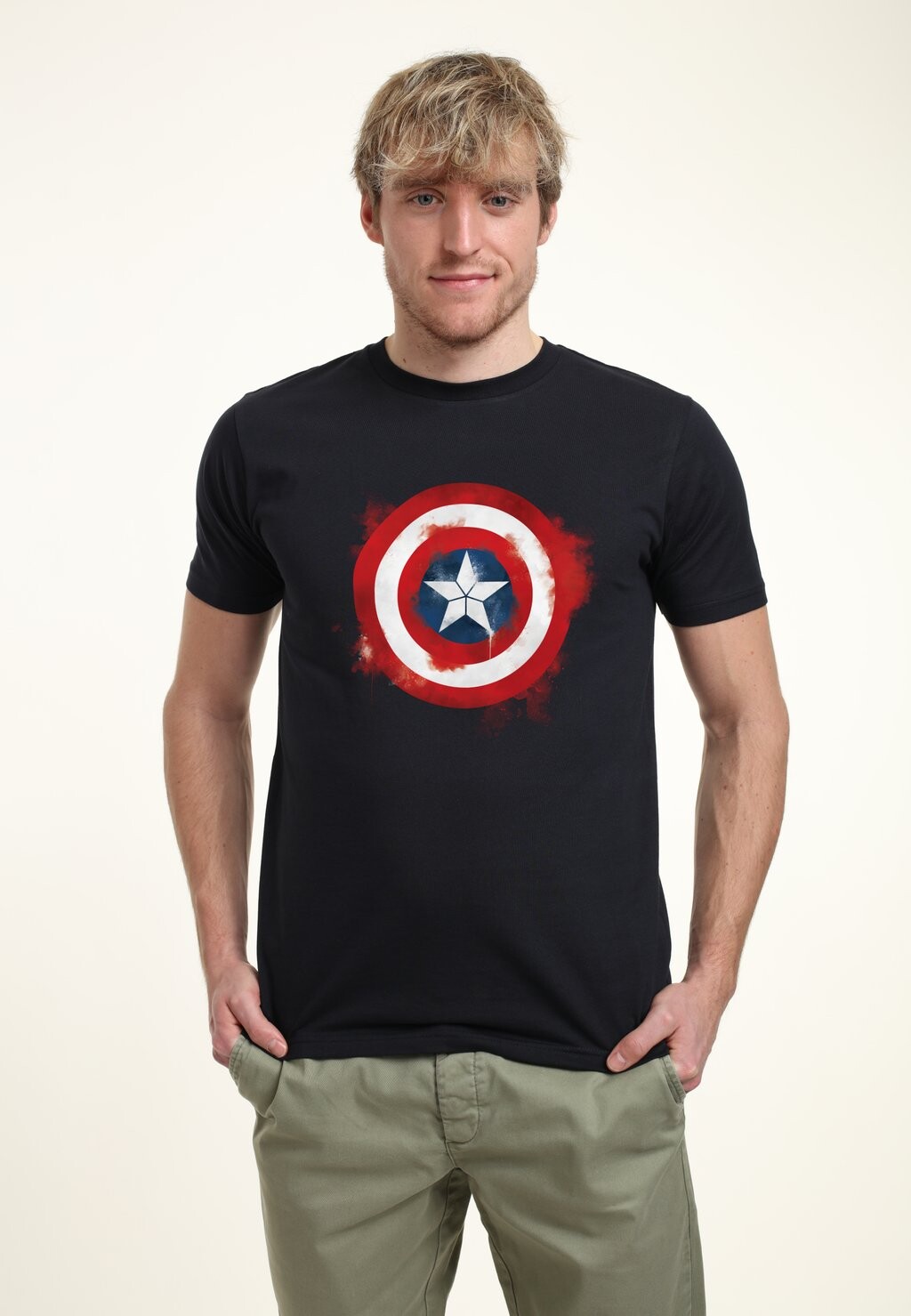 

футболка с принтом Avengers: Endgame Captain America Spray Logo Marvel, цвет navy blue