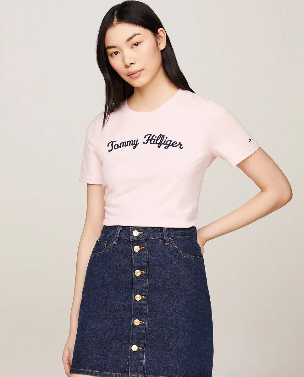 

Женская футболка с короткими рукавами и круглым вырезом Tommy Hilfiger, цвет Rosa Claro