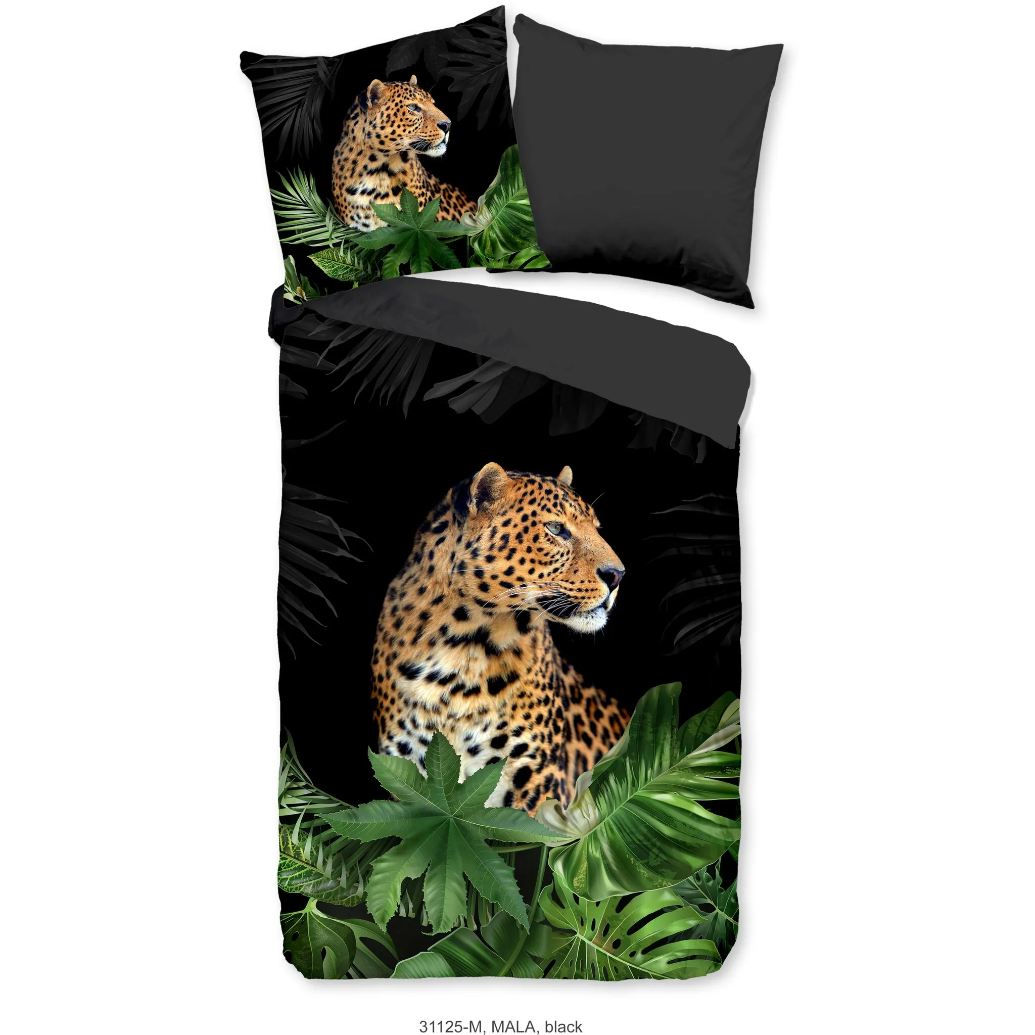 

Двустороннее постельное белье PURE Luxury Collection «Mala», микрофибра, 135x200, легкое в уходе, молния, двусторонний вид, леопардовый, антрацит