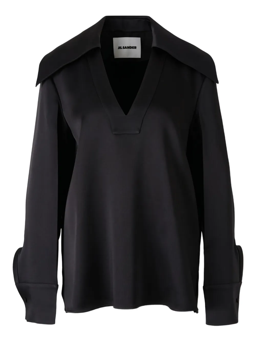 

Атласная блузка с широким воротником Jil Sander, черный