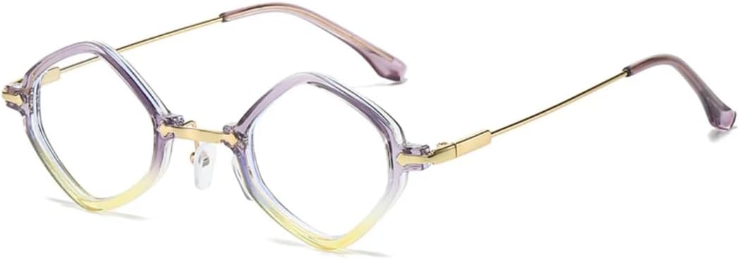 

Ретро-солнцезащитные очки для женщин с маленьким многоугольным оправой, модные, с прозрачными линзами с градиентом, защита от УФ-излучения UV400, для мужчин в стиле панк VFDHN, Purple Yellow Clear