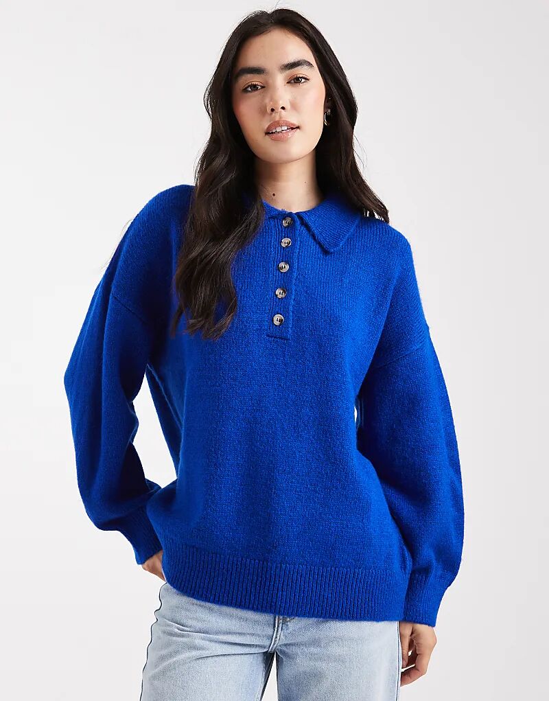 

Трикотажная рубашка-регби ASOS DESIGN цвета кобальт