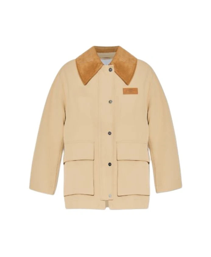 

Миди-Куртка из верблюжьей саржи Ganni, бежевый