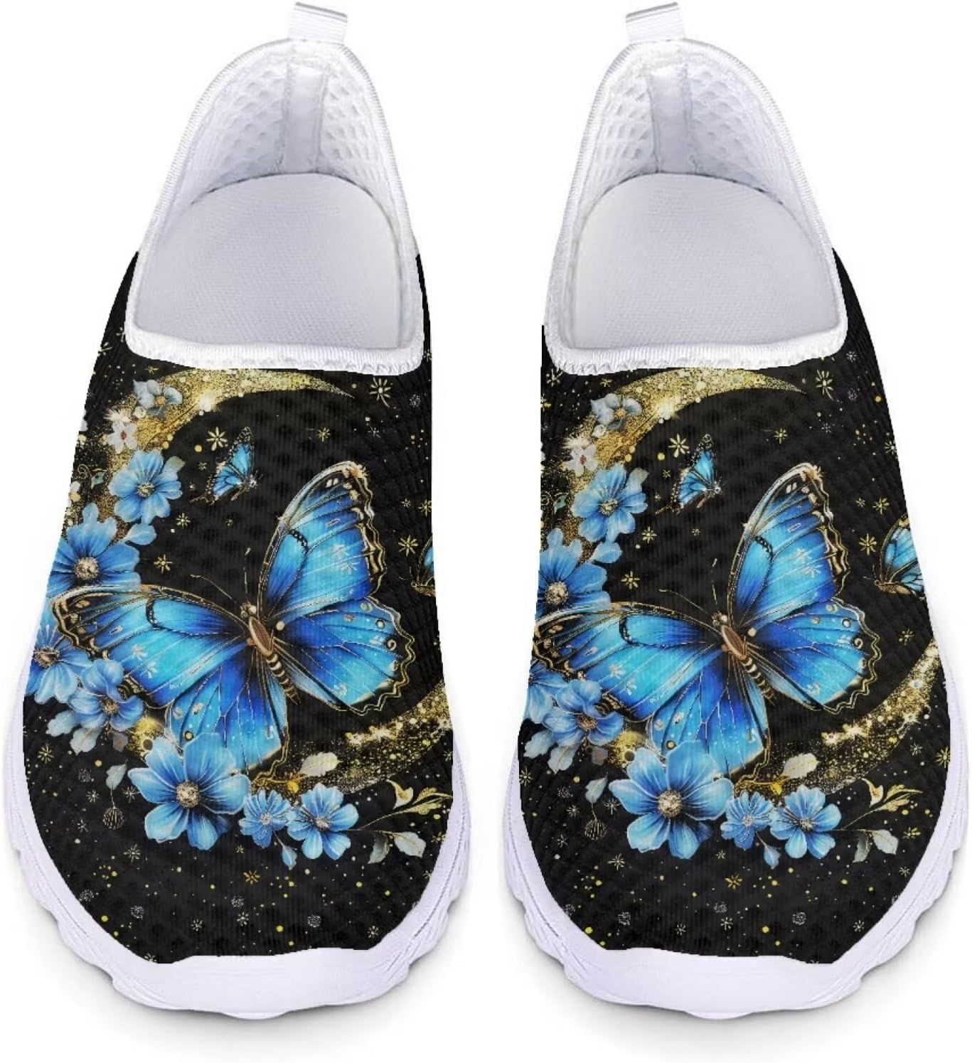 

Женские и мужские слипоны Forchrinse с цветочным принтом и корги, мягкая сетка, кроссовки для прогулок, спортивные, повседневные, для путешествий, дышащие, синий