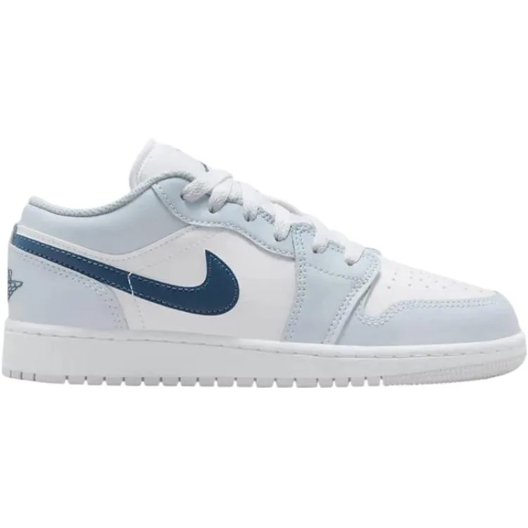 Jordan Кроссовки детские баскетбольные Air 1 Low top бело-голубые — фото 3