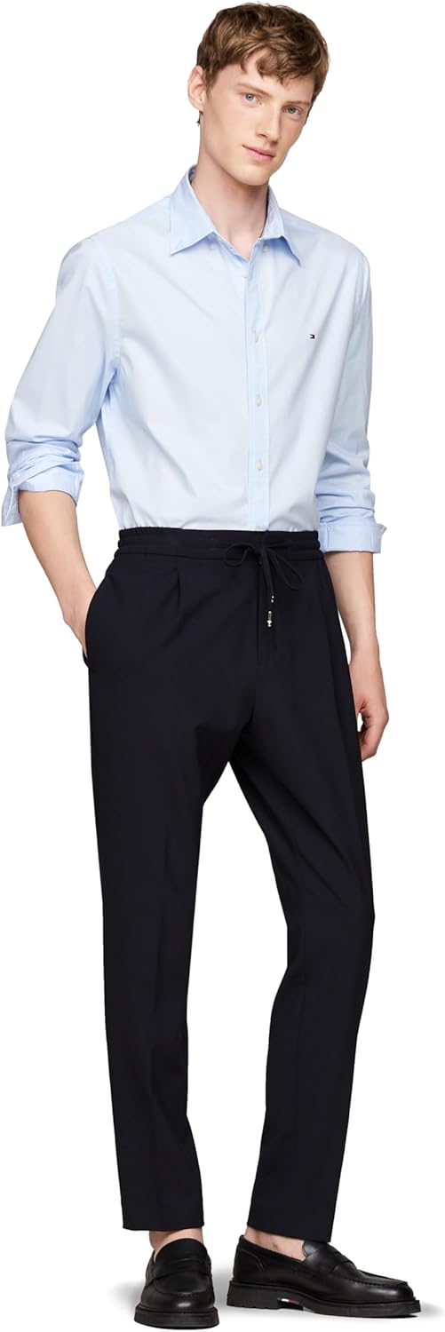 Мужские рубашки Tommy Hilfiger Poplin с длинным рукавом, классического кроя, застегивающиеся на пуговицы, также доступны в размерах для больших и высоких размеров., Sweet Blue — фото 4
