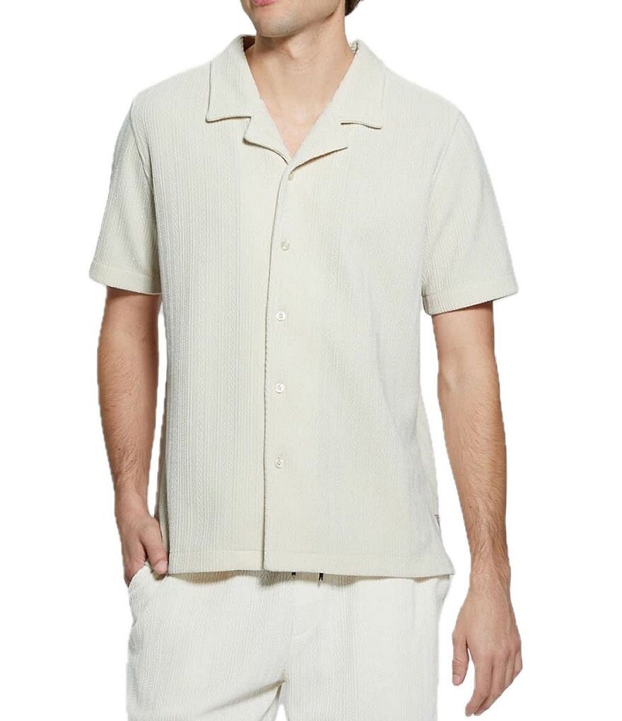 

Рубашка Guess Imperial с короткими рукавами и пуговицами из фактурной вязки спереди, слоновая кость