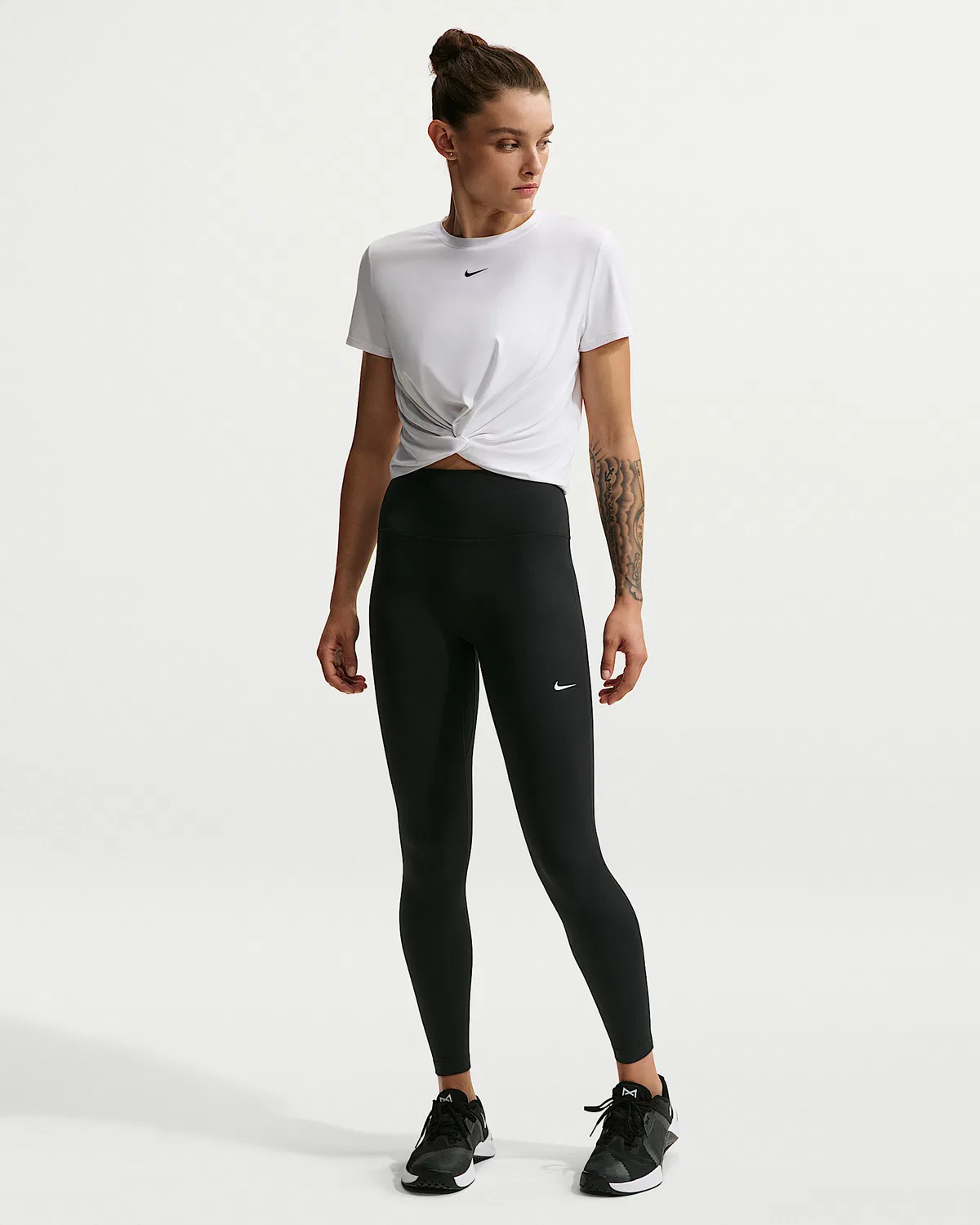 Женские леггинсы Nike One Seamless Front с высокой талией, Black/White