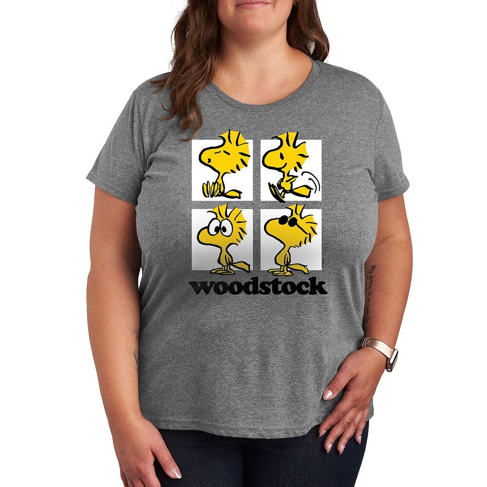 

Футболка Plus Peanuts Woodstock Grid с рисунком Licensed Character, цвет Heather Gray