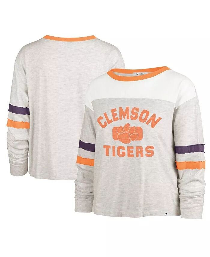 

Женская овсяная футболка Clemson Tigers All Class Lena с длинными рукавами и эффектом потертости '47 Brand