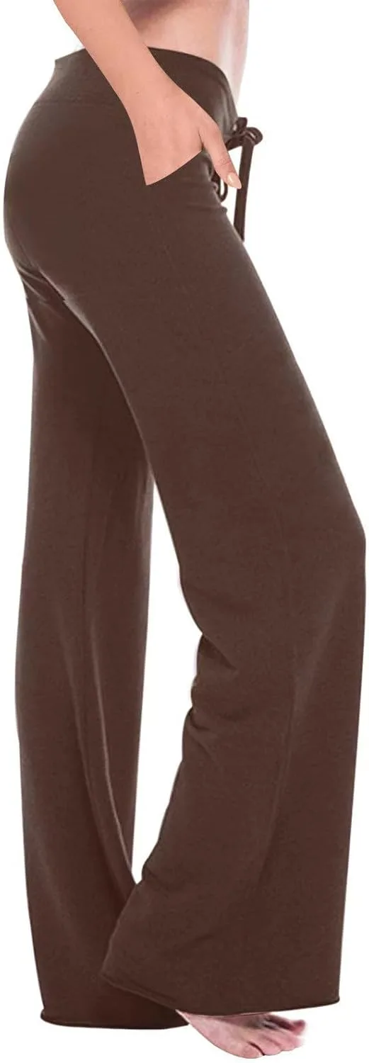 

Женские широкие брюки для йоги с карманами, хлопок, высокая талия SdGgsgv