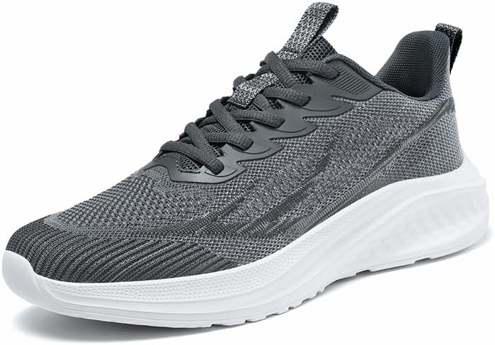 

Мужские повседневные спортивные кроссовки с дышащей сеткой, круглым носком, толстой подошвой и нескользящими шнурками, подходят для ходьбы, бега и повседневной носки Igzbibg, серый