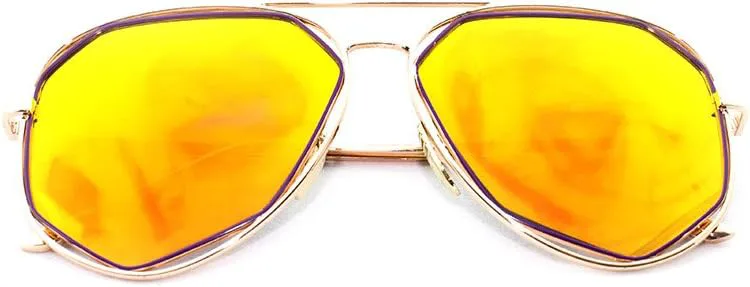 

Newbee Fashion - Солнцезащитные очки "Raven" с геометрическим узором, выполненные из высококачественного матового алюминия Newbee Fashion Sunglasses, Gold/Orange