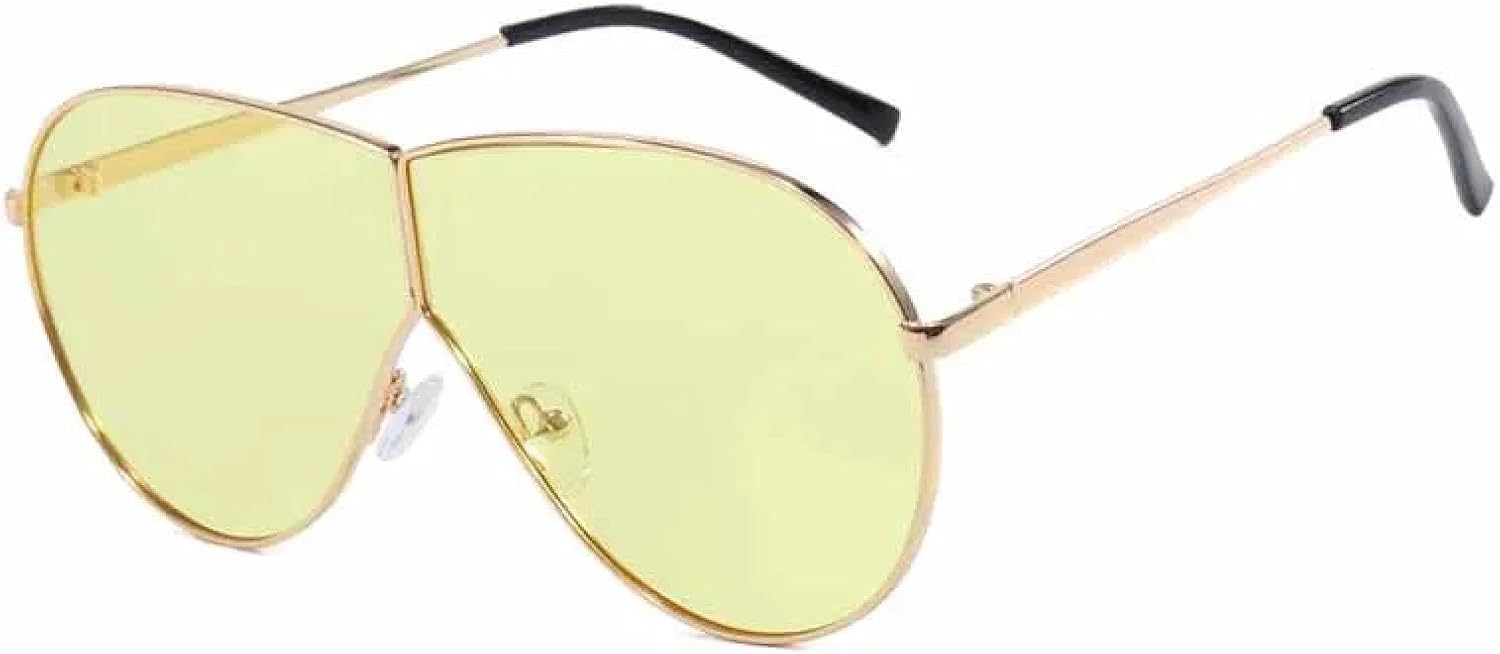 

Винтажные женские солнцезащитные очки в крупной металлической оправе, роскошные мужские очки для активного отдыха и вождения, модные очки с защитой от УФ-излучения UV400 TKKTLLT, Gold Yellow