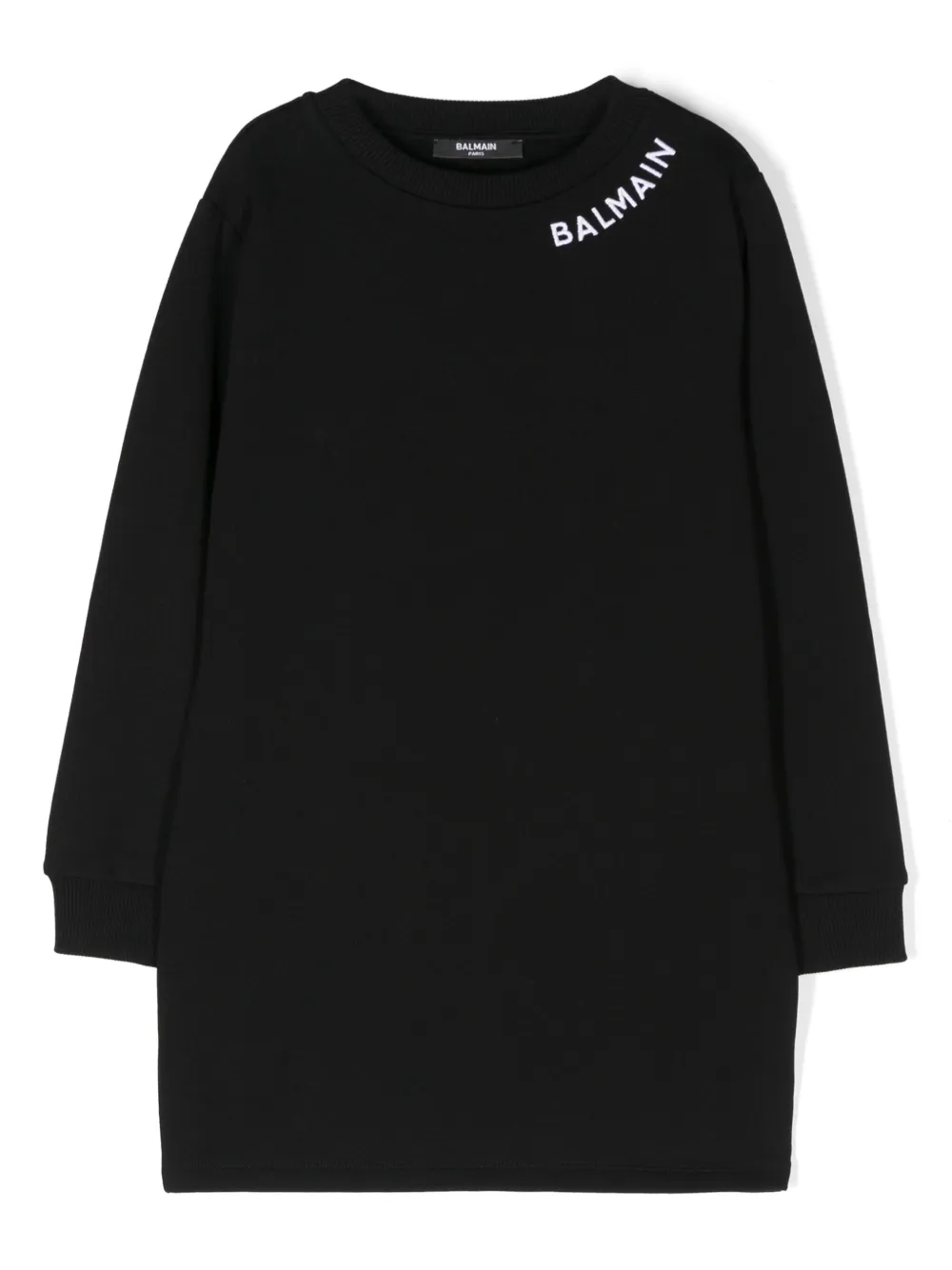 

Платье с вышитым логотипом Balmain Kids, черный