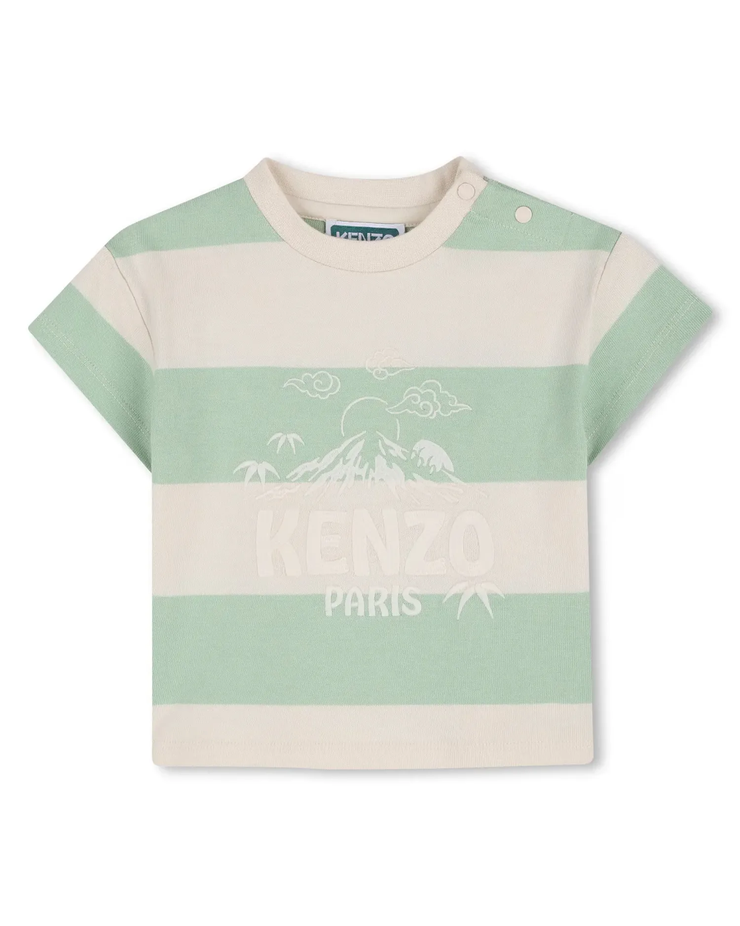 Детский комплект с коротким рукавом в полоску из хлопка Kenzo Kids, зеленый — фото 2