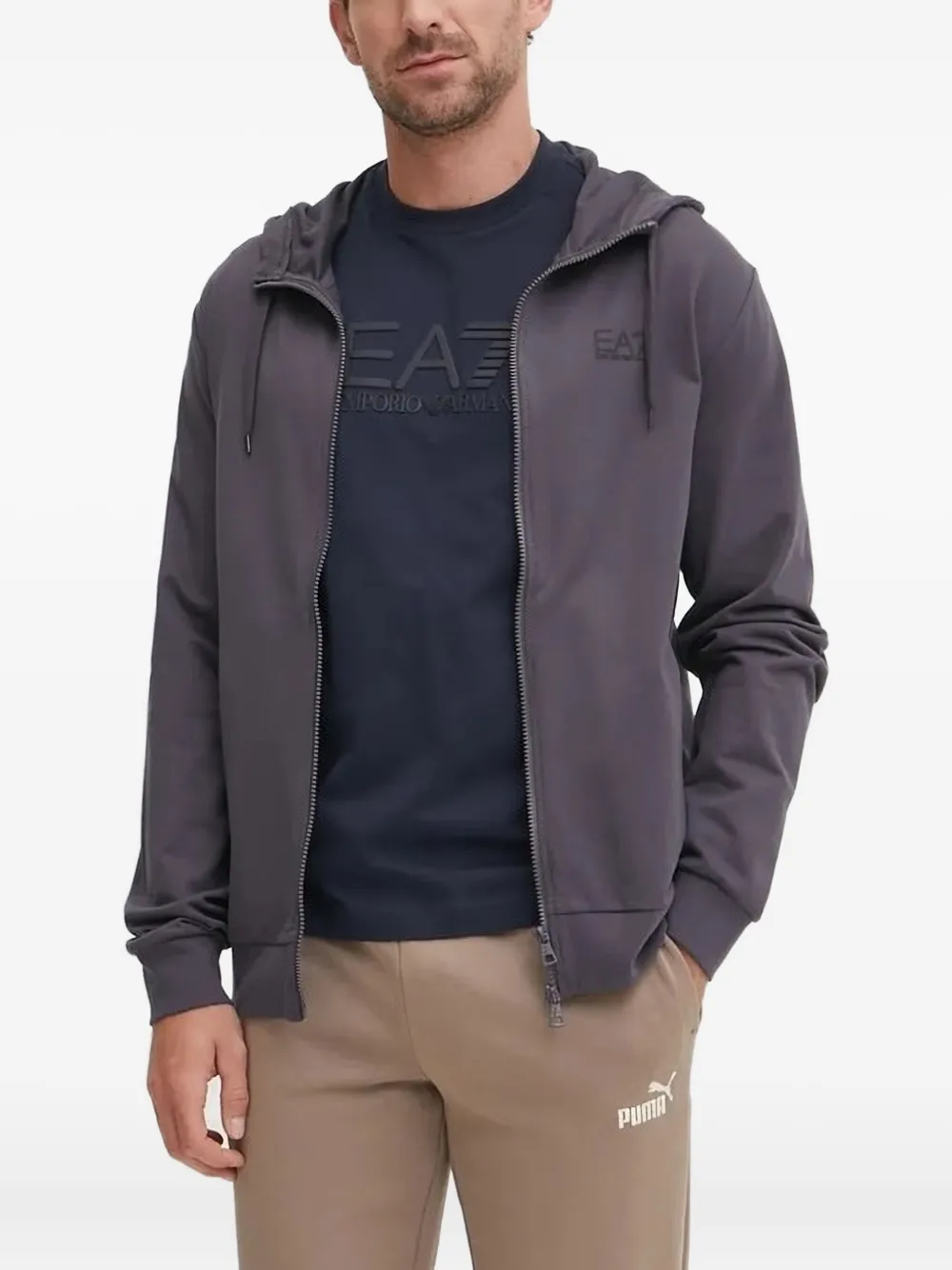 

Толстовка на молнии с логотипом Ea7 Emporio Armani, серый