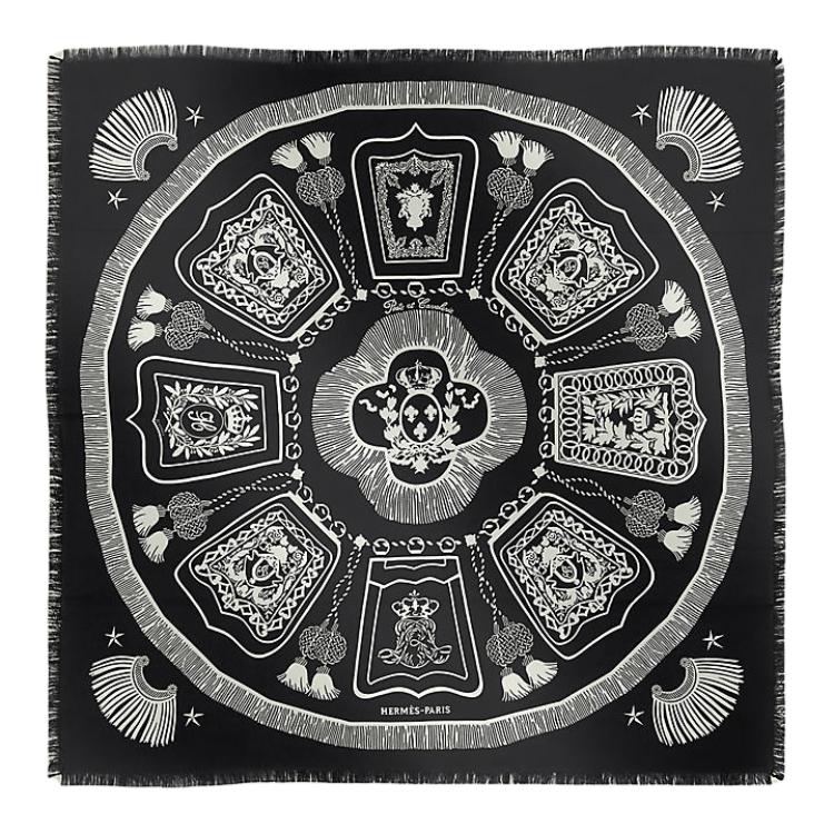 

Шёлковый шарф Unisex Black/White HERMES