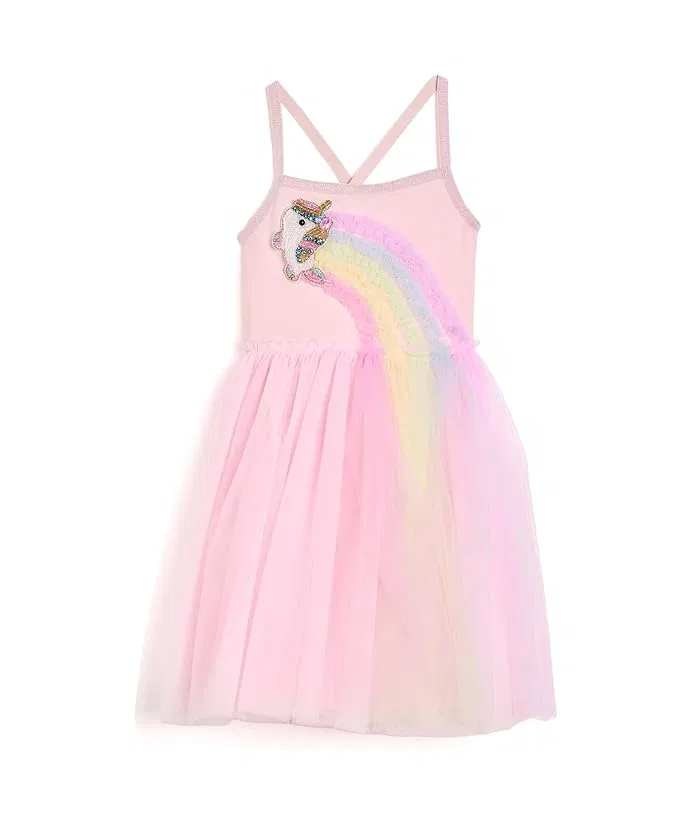 Платье из тюля с единорогом и радугой Unicorn Rainbow Tulle Dress Lola and The Boys, Yellow