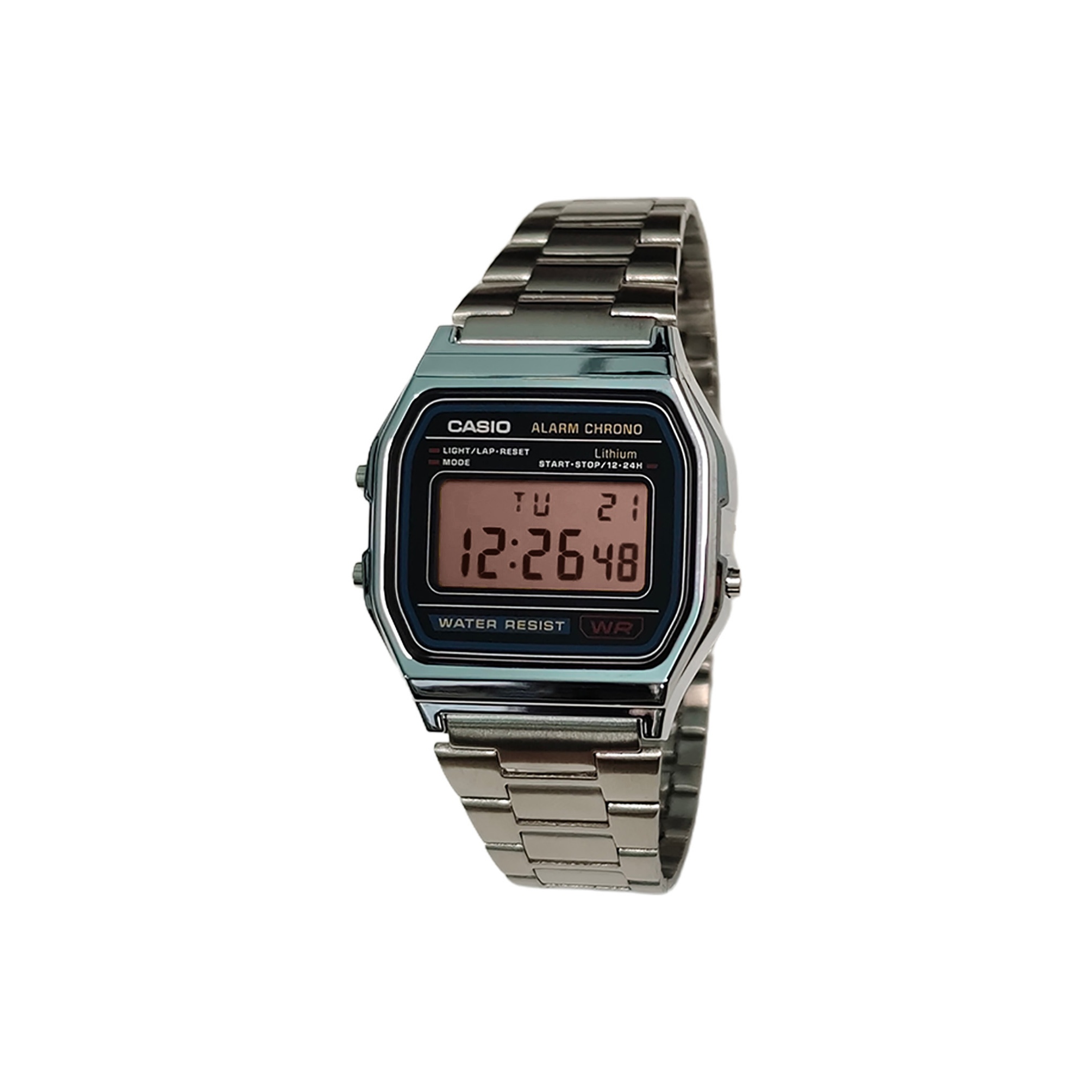 

CASIO Часы Retrofit Series Quartz Movement Stainless Steel Strap Watch Unisex Black Dial, Black Dial Umber Watch Glass