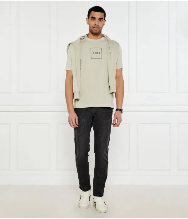 Футболка Te_linenlogo regular fit Boss Orange, бежевый — фото 2