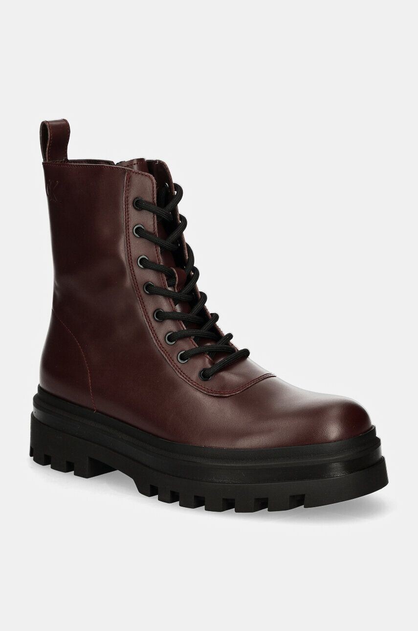 

Кожаные походные ботинки Calvin Klein Jeans LUGGED LACE ZIP BOOT OXF LTH, гранатовый