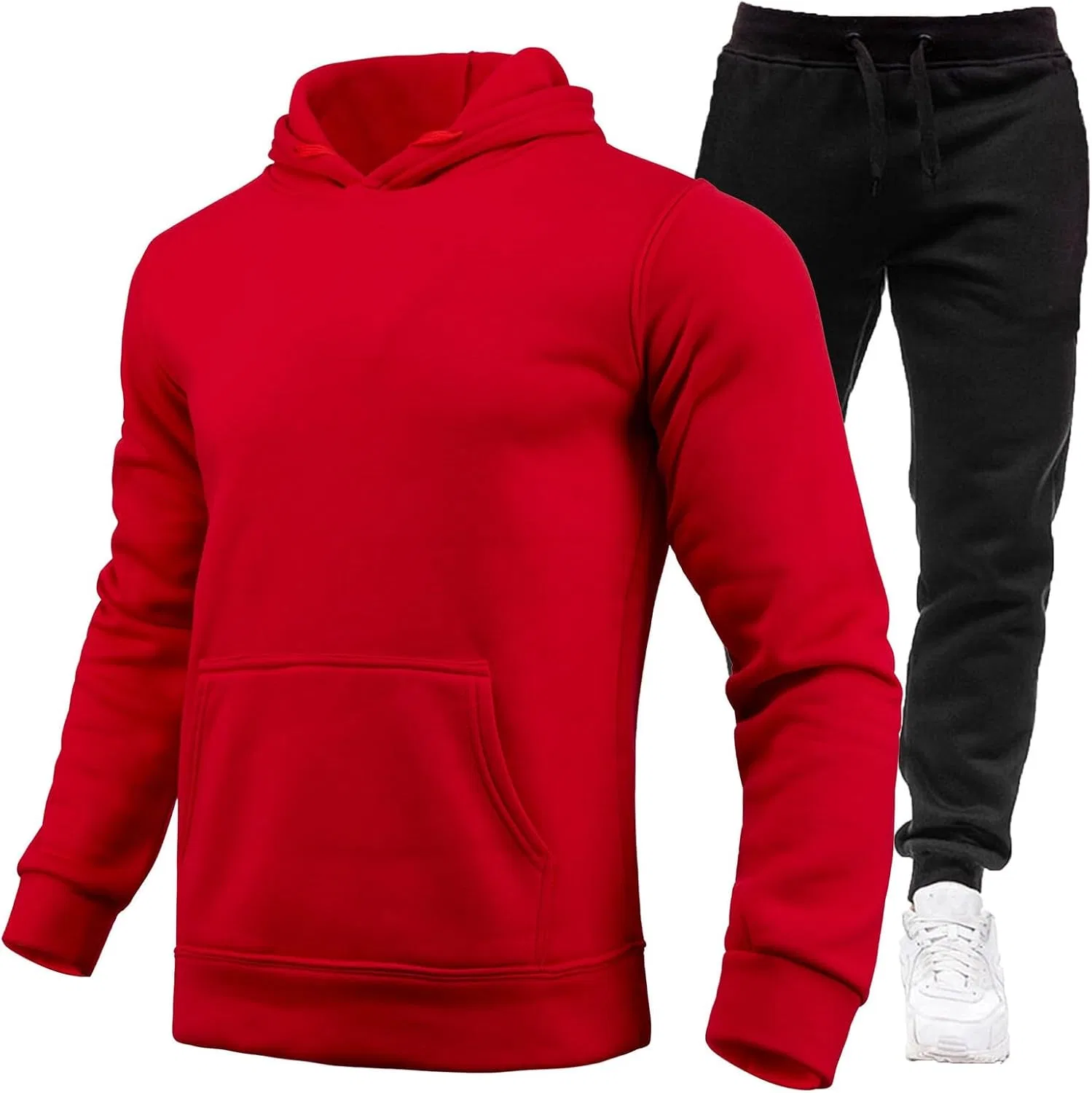 Generic Мужские комплекты для отдыха, комплекты из двух предметов, осенняя повседневная одежда для мужчин, спортивные костюмы с капюшоном, модные и удобные спортивные костюмы 2025 года, толстовки для тренировок, красный