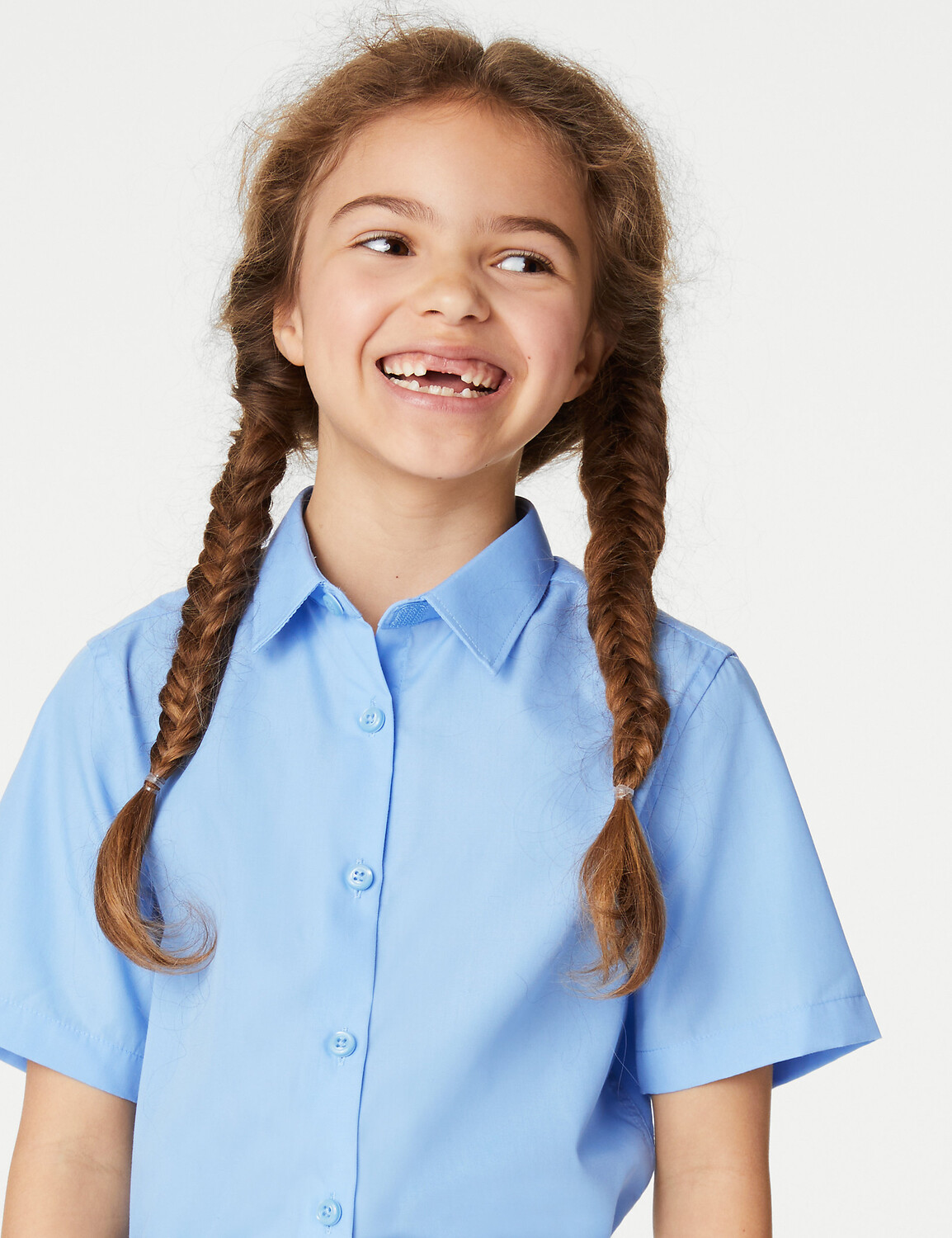 

3 пары школьных рубашек Easy Iron для девочек (2–16 лет) Marks & Spencer, синий