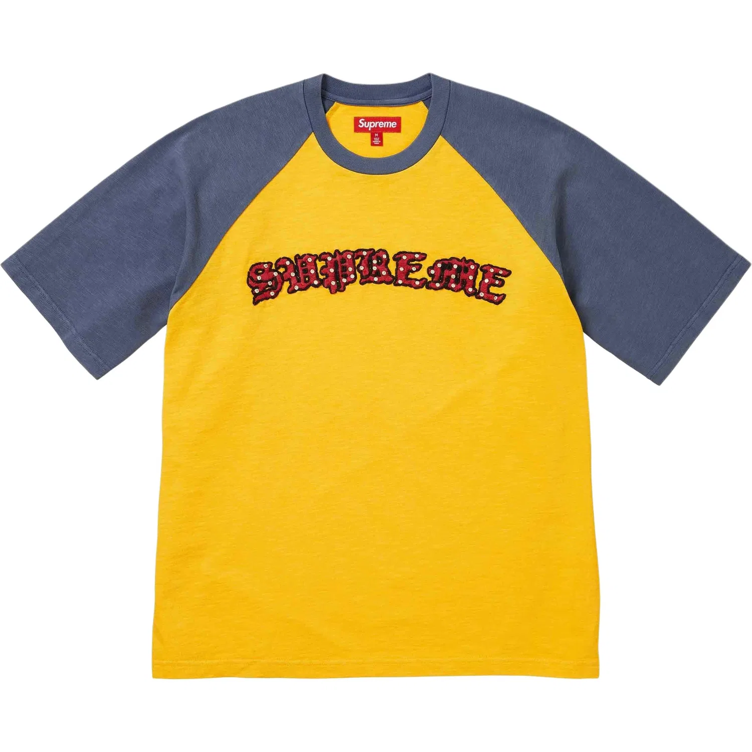 Футболка реглан с коротким рукавом и стразами SS26 WEEK5 Unisex Supreme, Gold