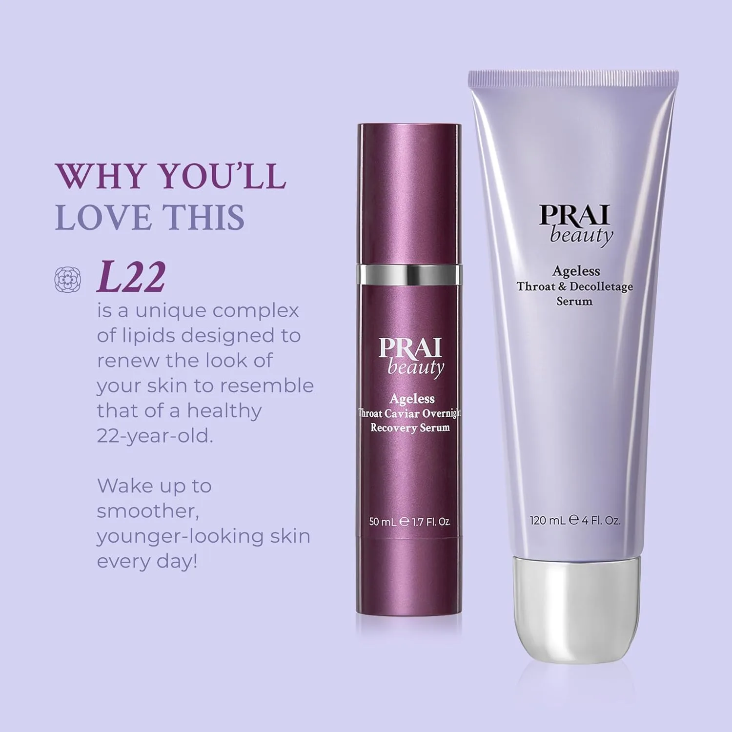 PRAI Beauty Ageless Throat & Decolletage Duo - сыворотки для шеи и декольте утром и вечером, против старения, увлажнение, коллаген, разглаживание морщин — фото 3
