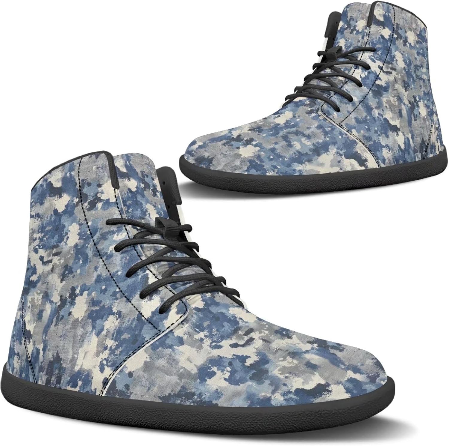 

Мужская обувь без каблука с широкой носовой частью, модные кроссовки, высокие ботинки из ПУ кожи, удобные повседневные и туристические туфли с шнуровкой, для улицы, размеры США 5-14 Quxjehoe, синий