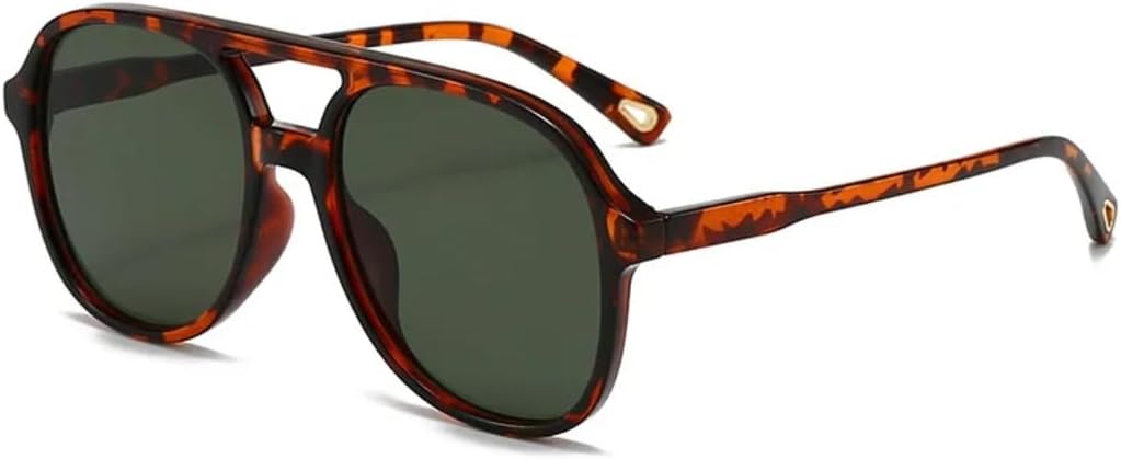 

Солнцезащитные очки для мужчин и женщин - защита UV400 - большая оправа, двойная перемычка, цветные линзы, для занятий спортом на открытом воздухе и вождения DSVIGF, Leopard Green