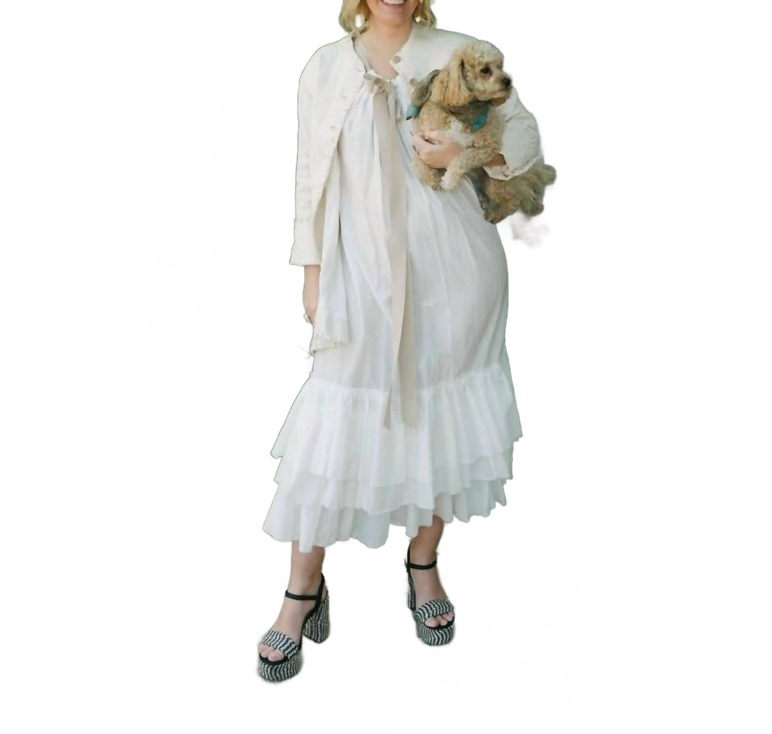 

Мечтательное платье-лебедь из хлопка и шелка в цвете экрю Amano by Lorena Laing, Ecru