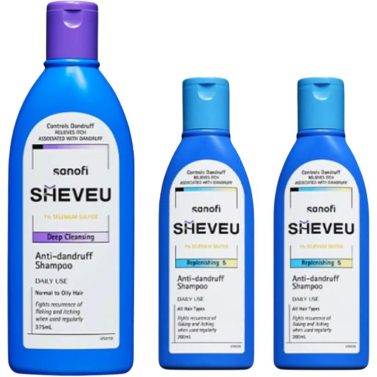 

Selsun Elsin Upgraded Аминокислотный шампунь и кондиционер против перхоти, питание и очищение SHEVEU, three-piece set: oil control dandruff treatment фиолетовый bottle 375ml+nourishing dandruff treatment синий bottle 200ml*2