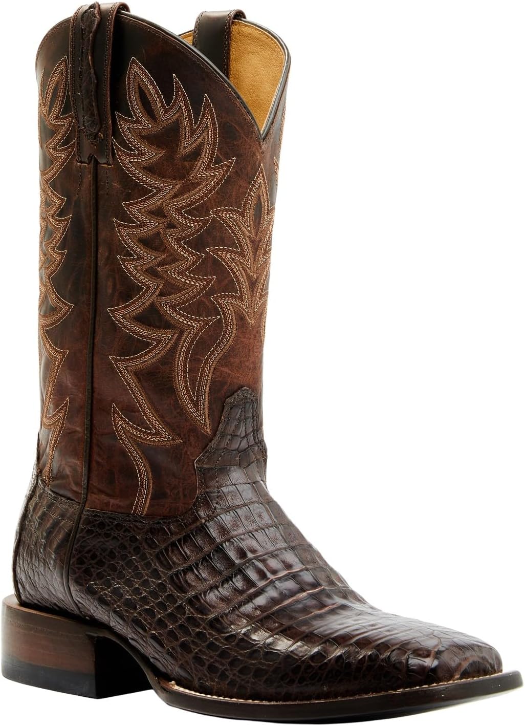 

Мужские вестерн-сапоги Cody James с экзотической кожей каимана, широкие квадратные носки - Bbme-208, коричневый