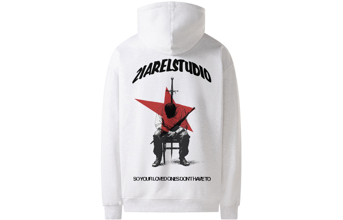 

Толстовка Unisex Hooded Moderate Heavyweight ZIAREL, белый heather серый
